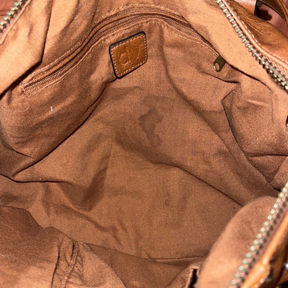 Dolce Vita small faux tan leather duffel bag gold studded - Picture 3 of 6